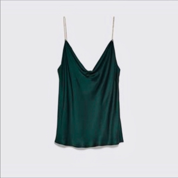 Zara emerald green jewel strap camisole size small NWT - Picture 3 of 9